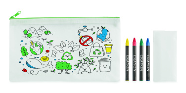 Logo trade business gifts image of: Pencil case with 4 crayons