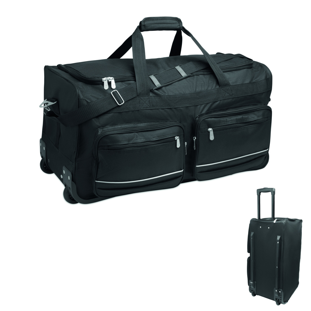 Logo trade promotional giveaways image of: Duffle bag trolley 600D RPET