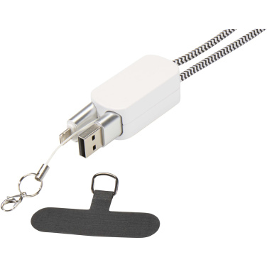 Logo trade corporate gift photo of: Anser recycled plastic smartphone lanyard with 27W 5-in-1 built-in cable
