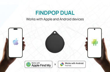 Logo trade promotional gifts image of: Findpop Dual RCS recycled plastic item finder IPX5