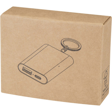 Logotrade corporate gift image of: Arcturus 2000 mAh recycled aluminium power bank with keychain