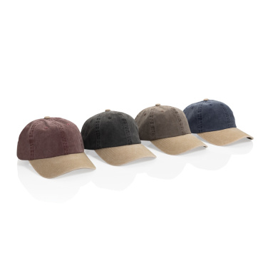 Logo trade promotional gifts image of: BEAU AWARE™ Washed 6 panel 270gsm cotton twill two tone cap