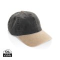 BEAU AWARE™ Washed 6 panel 270gsm cotton twill two tone cap, black