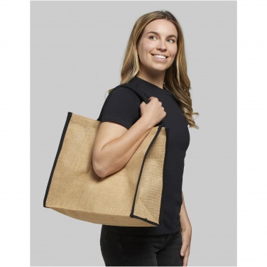 Logotrade reklaamkingituse foto: Harry värvilise servaga džuudist kandekott 25L