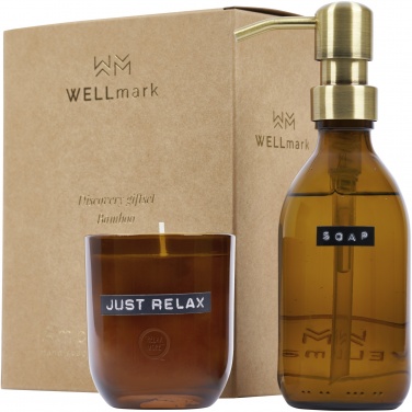 Logo trade firmakingituse pilt: Wellmark Discovery 200 ml käteseebi dosaator ja 150 g lõhnaküünla komplekt - bambuse lõhn