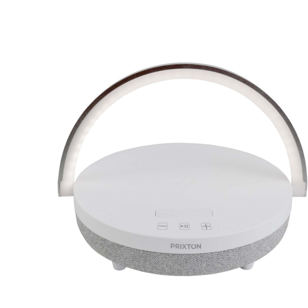 Logotrade reklaamtoote foto: Prixtoni 4-in-1 10 W Bluetooth® kõlar LED-tule ja juhtmevaba laadimisalusega