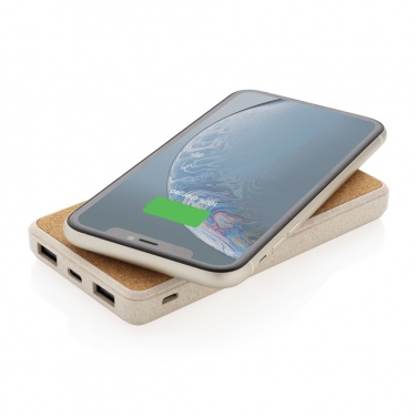Logotrade ärikingituse foto: Korgi- ja nisukõrrega 8000 mAh 5W juhtmevaba akupank