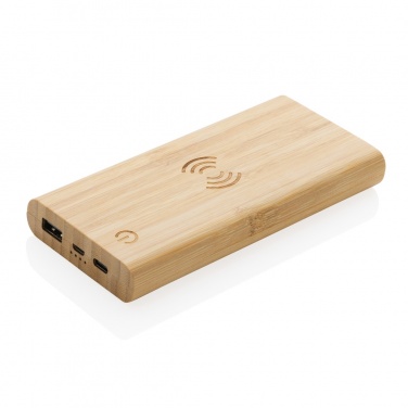 Logo trade meene pilt: Bambusest 8000 mAh 5W juhtmevaba akupank