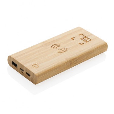 Logotrade reklaamkingituse foto: Bambusest 8000 mAh 5W juhtmevaba akupank