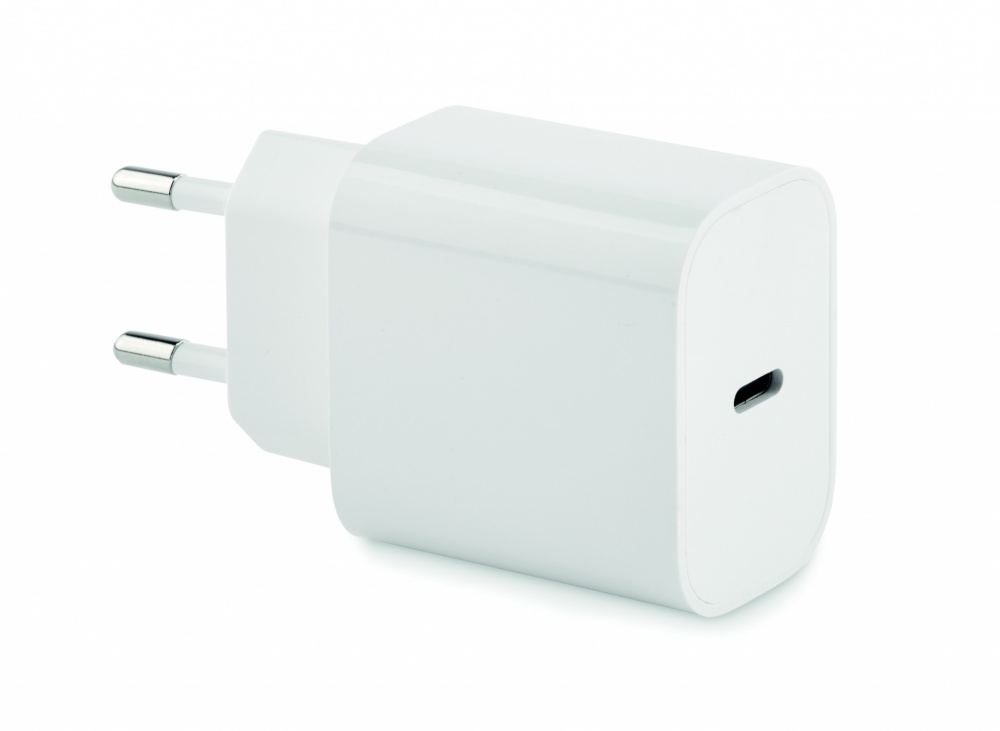 Logotrade reklaamkingid pilt: 20W 2-pordiline USB-laadija EU pistik
