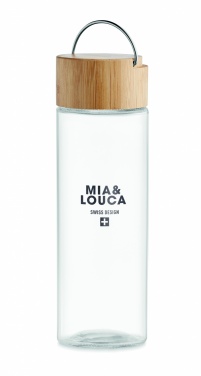 Logotrade firmakingi foto: Klaaspudel 500ml bambusest kaas