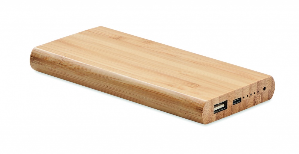 Logotrade ärikingituse foto: 6000 mAh bambusest akupank