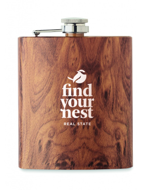 Logotrade ärikingi foto: Puiduimitatsiooniga plasku 190 ml