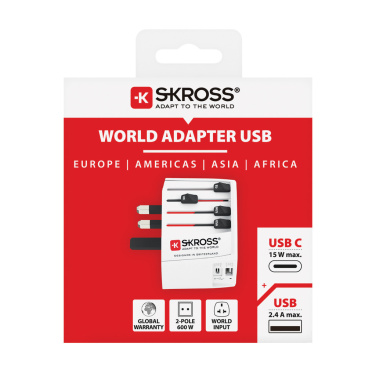 Logotrade firmakingid pilt: SKROSS World Travel Adapter MUV 2-pooluseline USB A ja C-ga