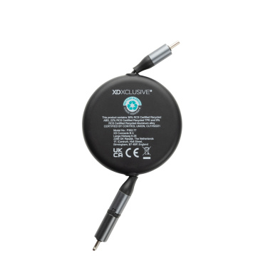Logotrade reklaamtoote foto: Terra RCS alumiiniumist sissetõmmatav 240W 2-in-1 kaabel