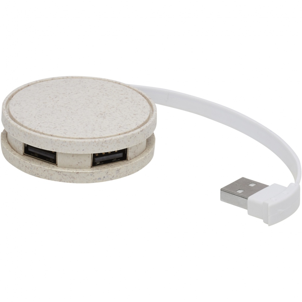 Logo trade mainoslahja ja liikelahja tuotekuva: Kenzu vehnänolkinen USB-keskitin