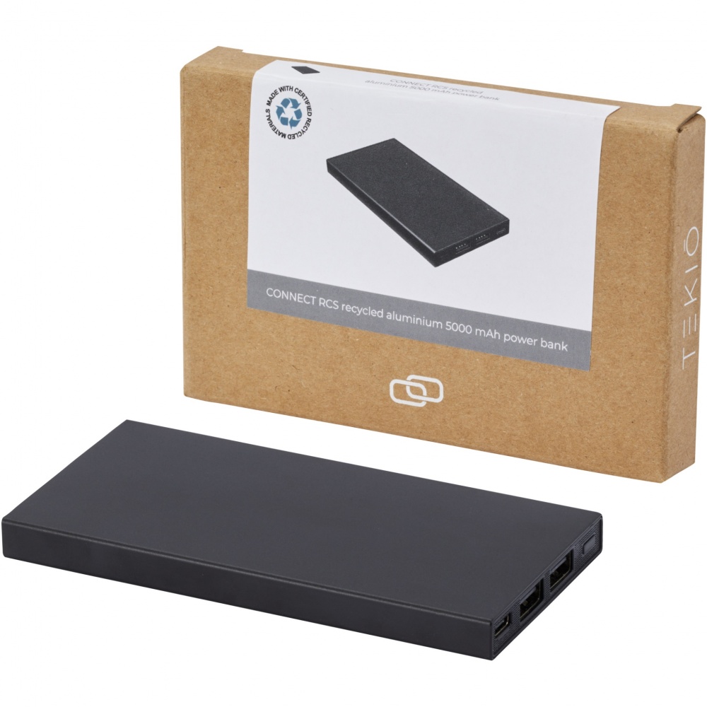 Logo trade liikelahja kuva: Connect 5 000 mAh:n varavirtalähde RCS-kierrätetystä alumiinista