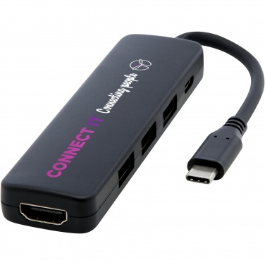 Logo trade mainoslahja kuva: Loop RCS -kierrätetystä muovista valmistettu multimediasovitin USB 2.0–3.0 HDMI -liitännällä