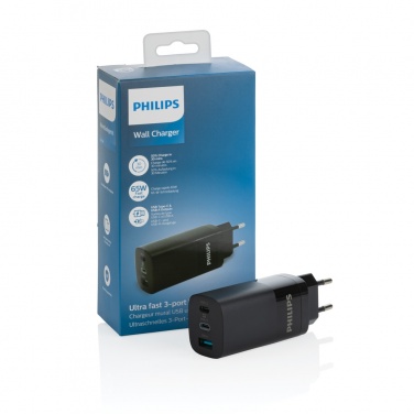 Logotrade mainoslahja ja liikelahja kuva: Philips 65 W erittäin nopea PD 3-porttinen USB-laturi