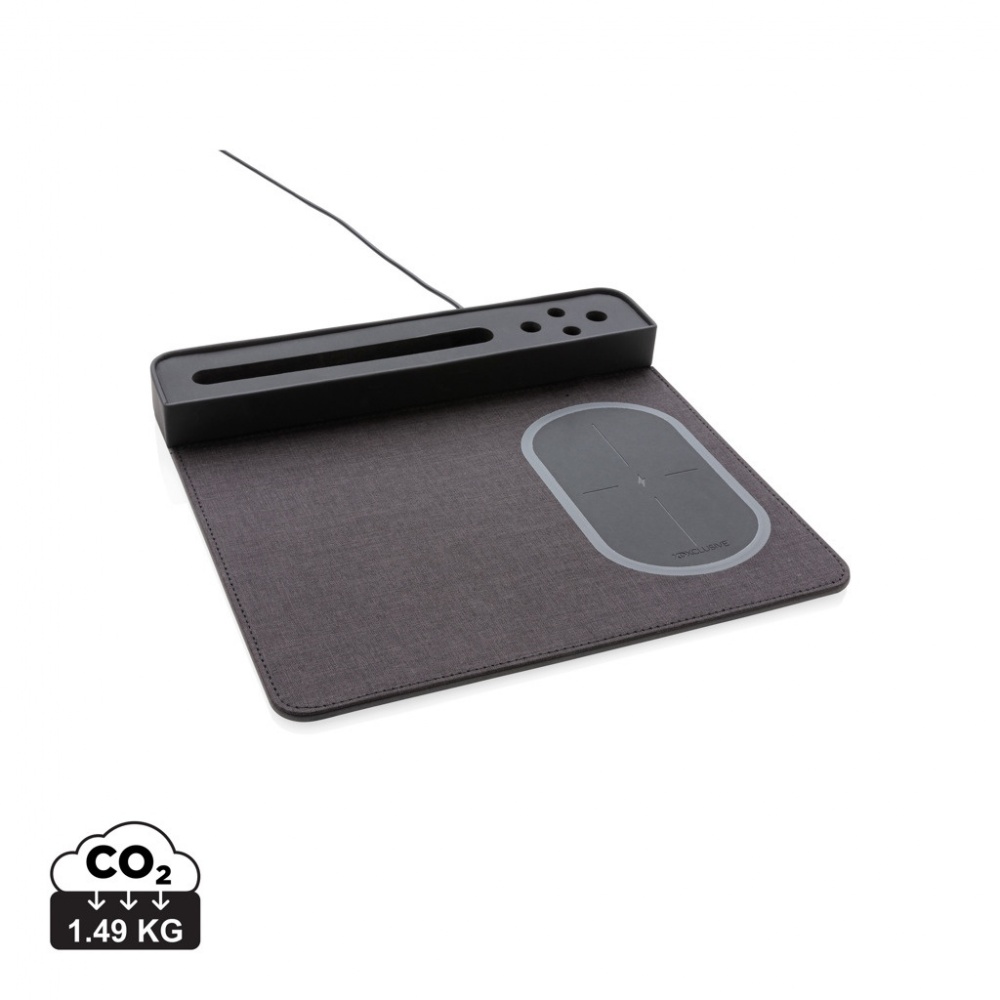 Logo trade liikelahjat tuotekuva: Air-hiirimatto, jossa 5 W:n langaton lataus ja USB
