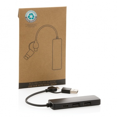Logo trade liikelahja mainoslahja tuotekuva: RCS USB hub tuplaliitännällä kierrätetystä muovista