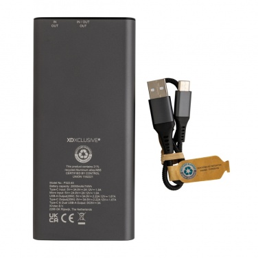 Logo trade mainoslahja kuva: Terra RCS alumiininen 20w 20000mAh varavirtalähde
