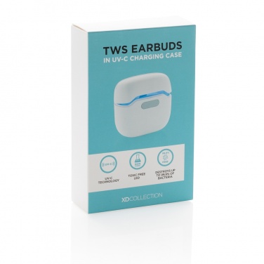 Logo trade liikelahja mainoslahja tuotekuva: TWS kuulokkeet UV-C sterilointilatauskotelolla