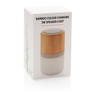 Logo trade liikelahja mainoslahja tuotekuva: Bamboo 3W kaiutin väriä vaihtavalla valolla