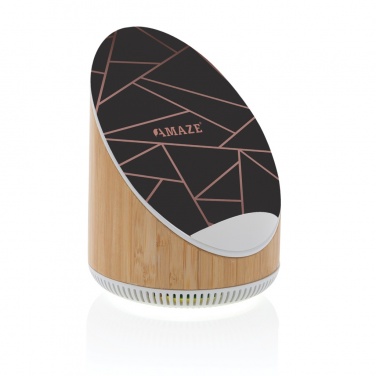 Logotrade mainostuotet kuva: Ovate bambuinen 5W kaiutin 15W langattomalla laturilla