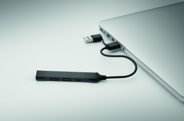 Logo trade liikelahja mainoslahja tuotekuva: USB 4 portin keskitin 19 cm