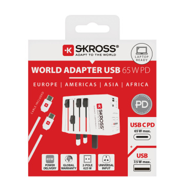 Logo trade mainoslahjat tuotekuva: SKROSS World Travel adapteri MUV 65W PD USB C -kaapelilla