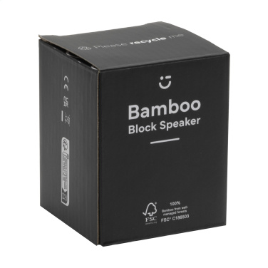 Logo trade mainostuote kuva: Bamboo Block -kaiutin langattomalla laturilla
