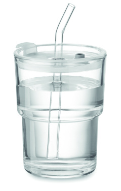 Logotrade liikelahja tuotekuva: Lasipullo pillillä 400ml
