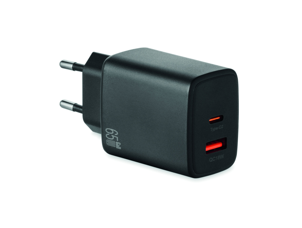 Logotrade liikelahjat kuva: EU:n 2-napainen adapter/laturi