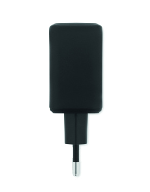 Logo trade mainoslahja ja liikelahja tuotekuva: EU:n 2-napainen adapter/laturi