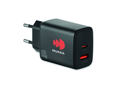Logo trade liikelahjat tuotekuva: EU:n 2-napainen adapter/laturi