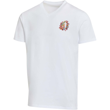 Logo trade liikelahjat tuotekuva: Balfour lyhythihainen, OCS-sertifioitu V-aukkoinen unisex-t-paita 200 g/m²:n kankaasta