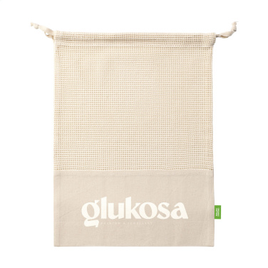 Logotrade firminės dovanos nuotrauka: Natura Organic GOTS tinklinis krepšys (120 g/m²) vaisių maišelis