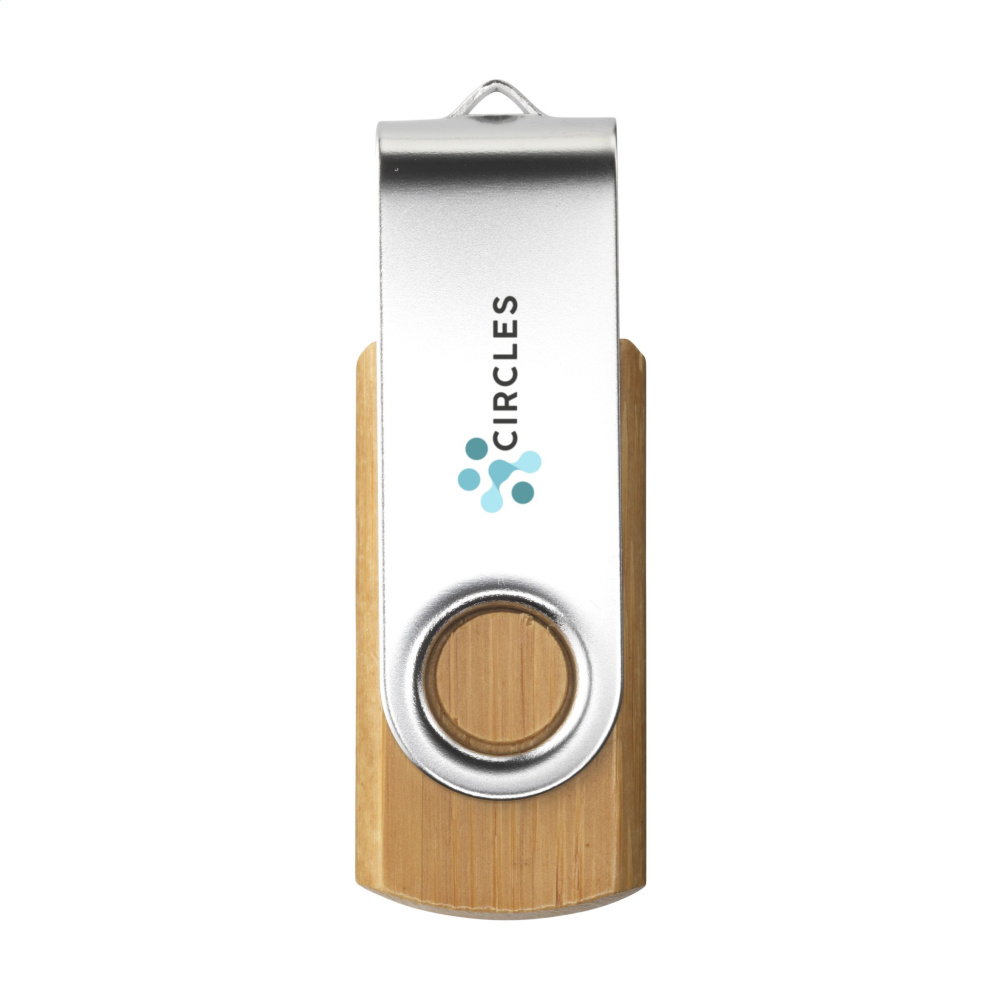 Logotrade logo dāvanas foto: USB Twist Bamboo no noliktavā 8 GB