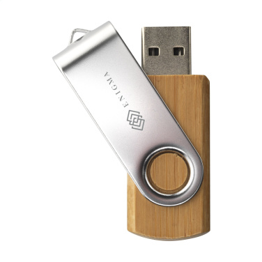 Logotrade dāvanas foto: USB Twist Bamboo no noliktavā 8 GB