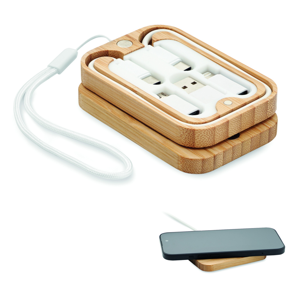 Логотрейд pекламные подарки картинка: 15W wireless charger in bamboo