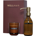 Wellmark Discovery набор с дозатором мыла для рук объемом 250 мл и ароматизированной свечой 150 г, Бордовый