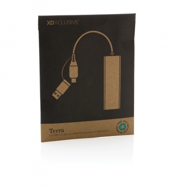 Logotrade profilreklam bild: Terra hub med 3 USB portar i RCS återvunnen aluminium