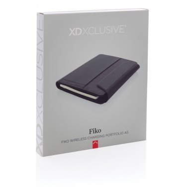 Logotrade presentreklam bild: Fiko A5 portfolio med trådlös laddning och powerbank