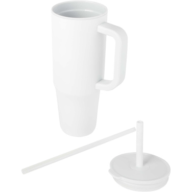 Logotrade reklamprodukter bild: Brady 900 ml RCS-certifierad isolerad mugg med silikonsugrör
