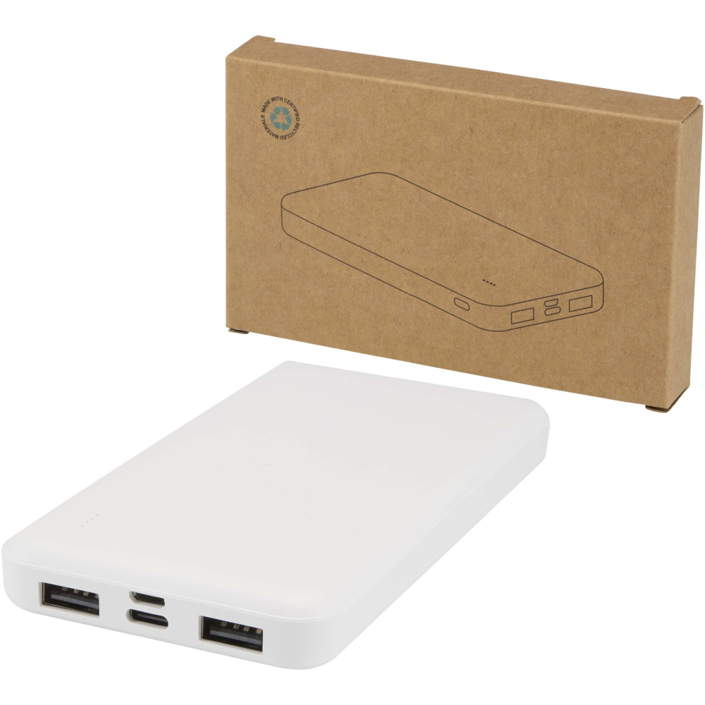 Logotrade presentreklam bild: Intan 10 000 mAh 10 W powerbank av återvunnen plast