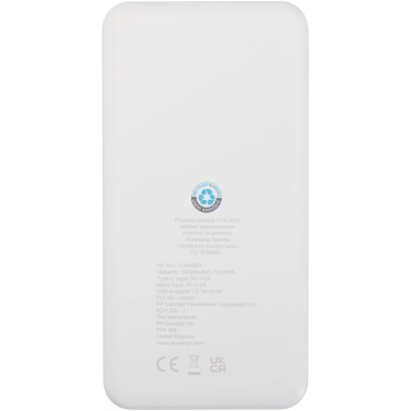 Logotrade profilprodukter bild: Intan 10 000 mAh 10 W powerbank av återvunnen plast