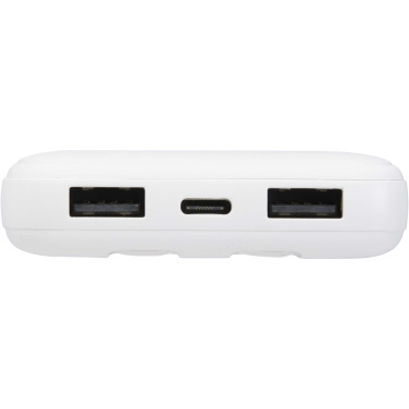 Logotrade presentreklam bild: Adhil 10 000 mAh 10 W powerbank av återvunnen plast med två inbyggda kablar