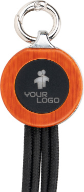 Logotrade reklamprodukter bild: 4-i-1-kabel med upplyst logotyp i trähölje