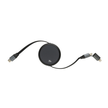Logotrade reklamprodukter bild: Terra RCS återvunnen aluminium 240W utdragbar 2-i-1 kabel